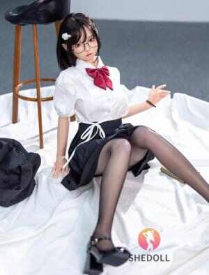 洛小夕 148cm D罩杯 全矽膠 - 可動下巴+學生制服 眼鏡娘 蘿莉巨乳 實體娃娃